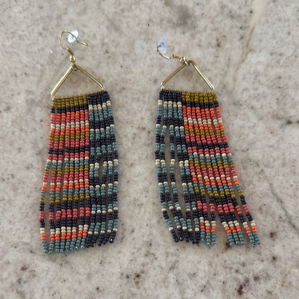 Colorful beaded earrings.